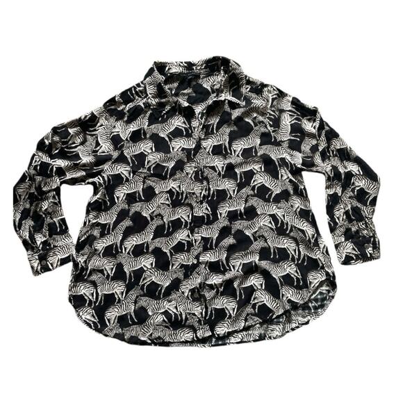 Jane + Delancey Zebra AOP Womens/Teen Blouse Size 1X Sheer Avant Garde - Picture 1 of 9
